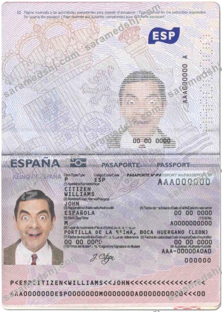 Spain passport template in PSD format, fully editable (2015 – present)